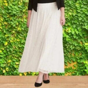 Torrid Off White Polka Dot Mesh Lace Maxi Skirt